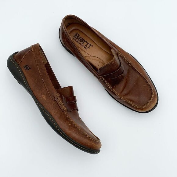 Born brown leather slip on loafers excellent used condition men’s size 9.5 - Picture 1 of 12